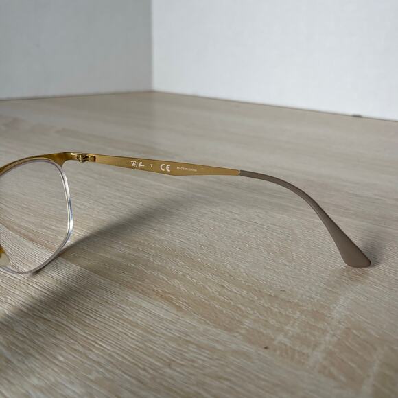 Ray-Ban RB6422 3005 Eyeglasses Half Rim Gold Beige Metal 49-19-140 - Picture 6 of 8
